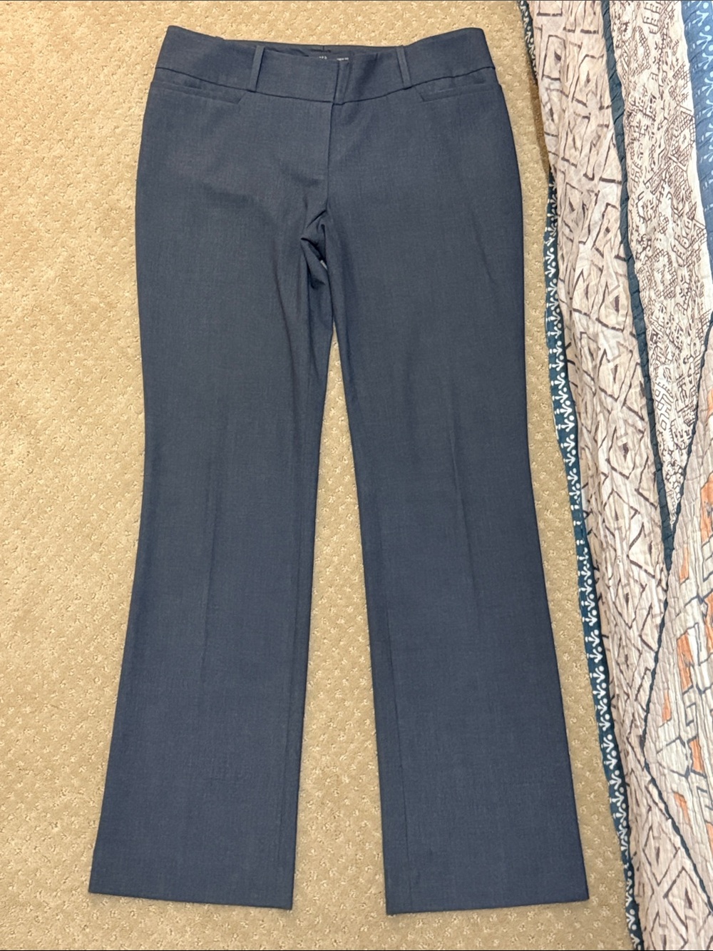 The Limited Drew Fit Low Rise Bootcut Dress Pants, Grey, Sz 12R *Altered